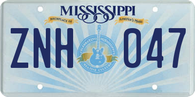 MS license plate ZNH047