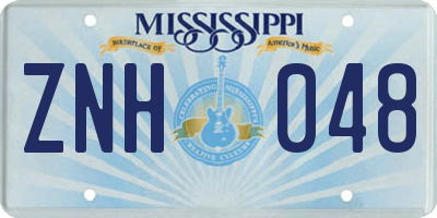 MS license plate ZNH048