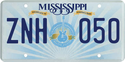 MS license plate ZNH050