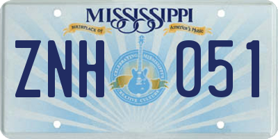 MS license plate ZNH051