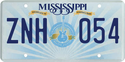 MS license plate ZNH054