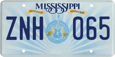 MS license plate ZNH065