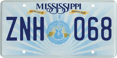 MS license plate ZNH068