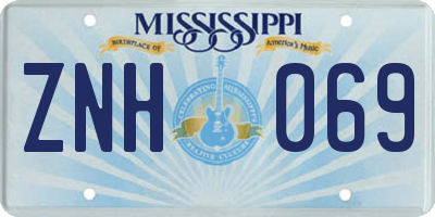 MS license plate ZNH069
