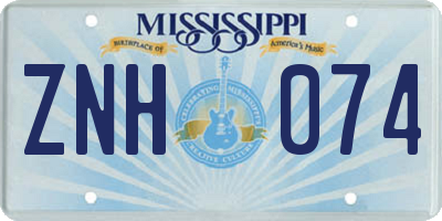 MS license plate ZNH074