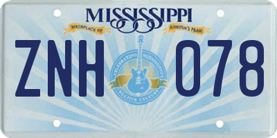 MS license plate ZNH078