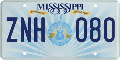 MS license plate ZNH080