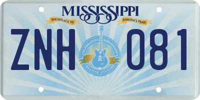 MS license plate ZNH081