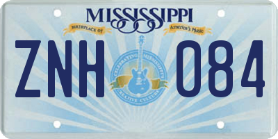 MS license plate ZNH084