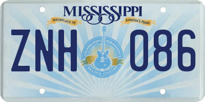 MS license plate ZNH086