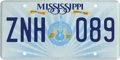 MS license plate ZNH089
