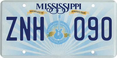 MS license plate ZNH090