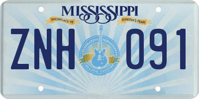 MS license plate ZNH091