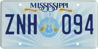 MS license plate ZNH094