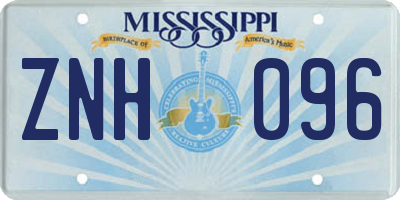 MS license plate ZNH096