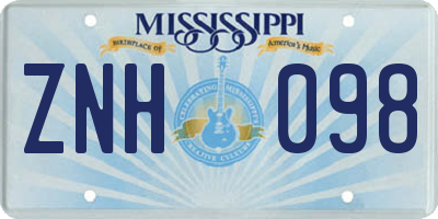 MS license plate ZNH098