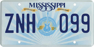 MS license plate ZNH099