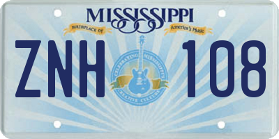 MS license plate ZNH108