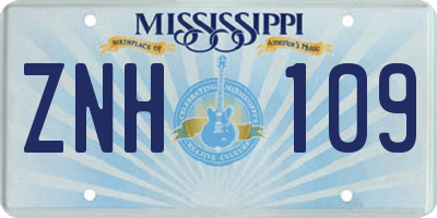 MS license plate ZNH109