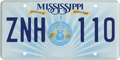 MS license plate ZNH110