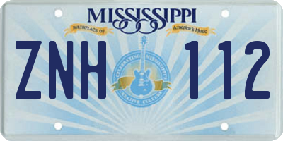 MS license plate ZNH112