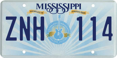 MS license plate ZNH114