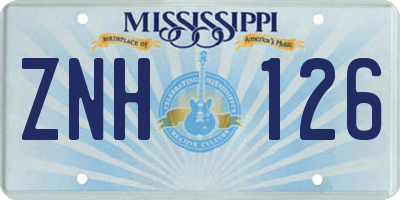 MS license plate ZNH126