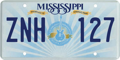 MS license plate ZNH127