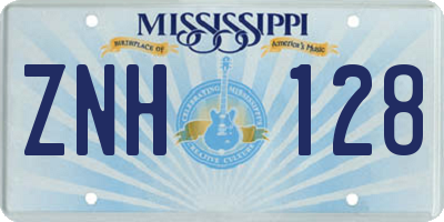 MS license plate ZNH128