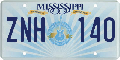 MS license plate ZNH140