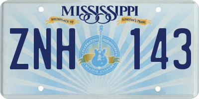 MS license plate ZNH143