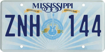 MS license plate ZNH144