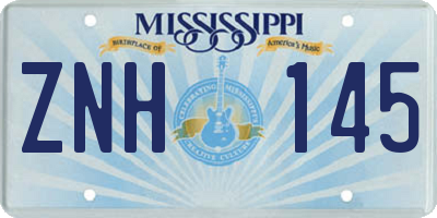 MS license plate ZNH145