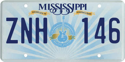 MS license plate ZNH146