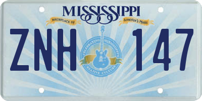 MS license plate ZNH147