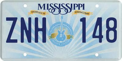 MS license plate ZNH148