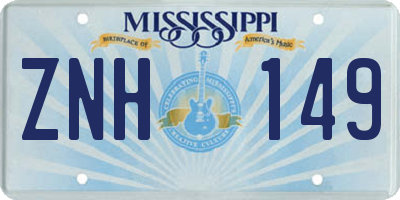 MS license plate ZNH149
