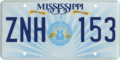 MS license plate ZNH153