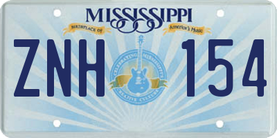 MS license plate ZNH154