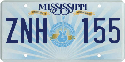 MS license plate ZNH155