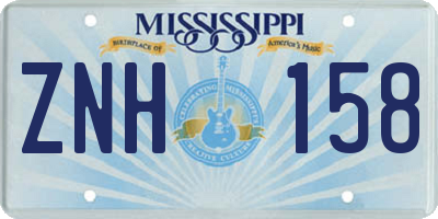 MS license plate ZNH158