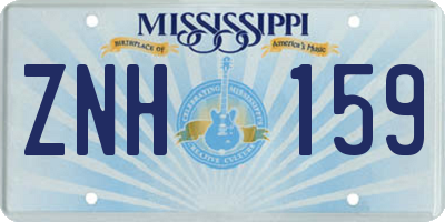 MS license plate ZNH159