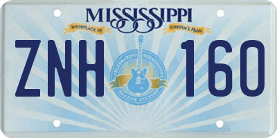 MS license plate ZNH160