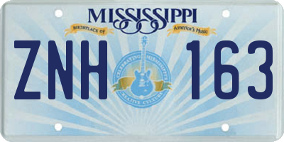 MS license plate ZNH163