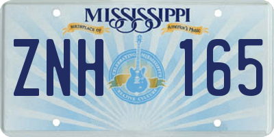 MS license plate ZNH165