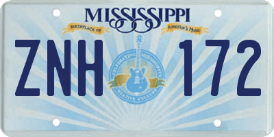 MS license plate ZNH172