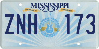 MS license plate ZNH173
