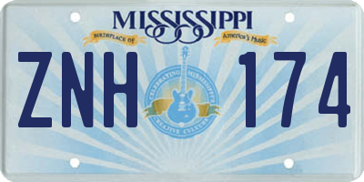 MS license plate ZNH174