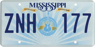 MS license plate ZNH177