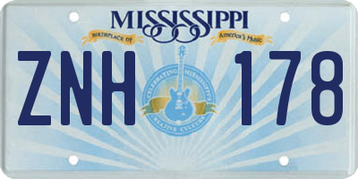 MS license plate ZNH178
